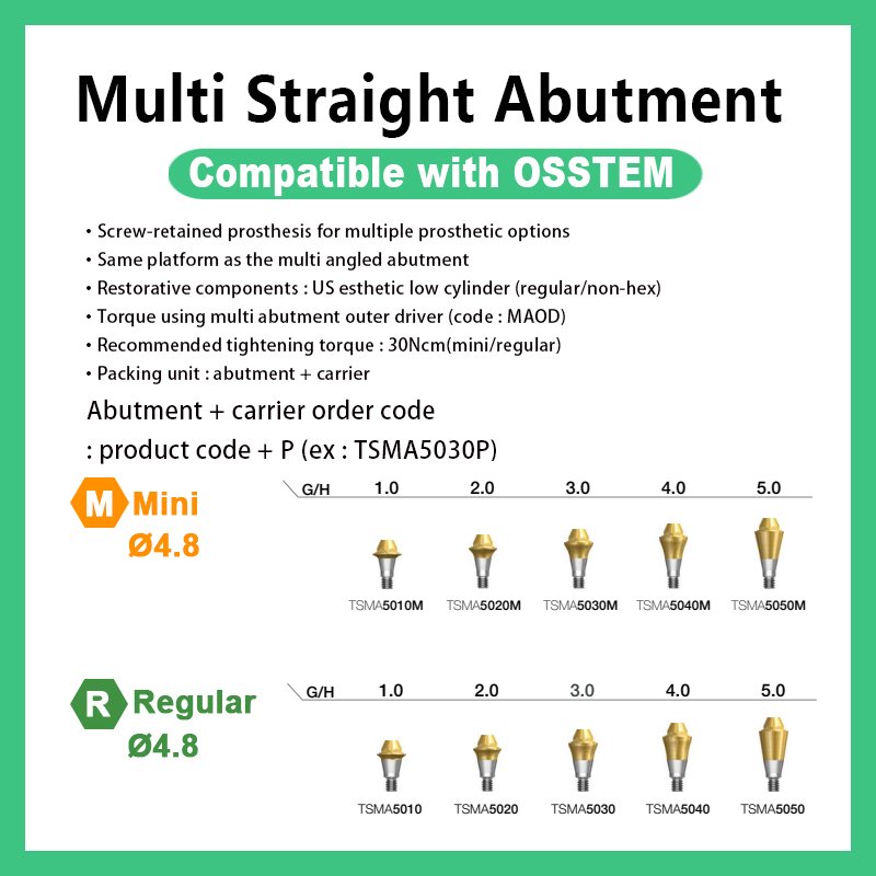 Mulit基台-复合直基台 详情1 Multi Straight Abutment: Compatible with OSSTEM R/M