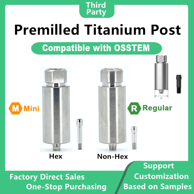 Premilled titanium post compatible with OSSTEM dental implants