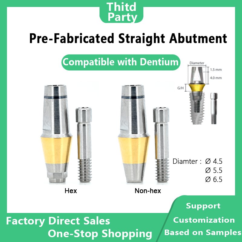 Pre-Fabricated Straight Abutment compatible with Dentium diameter DØ4.5 DØ5.5 DØ6.5