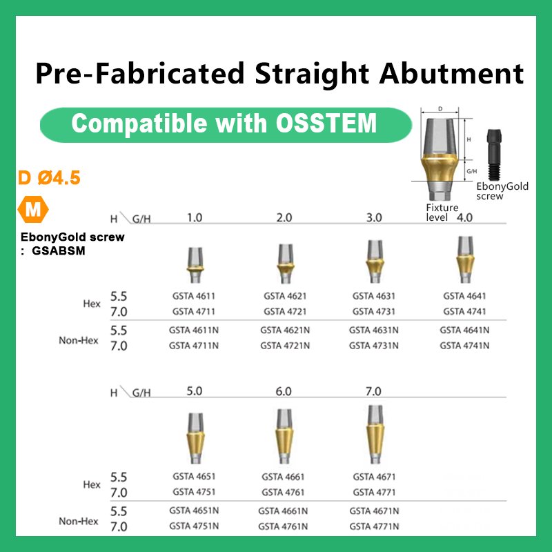 成品直基台 详情3 Pre-Fabricated Straight Abutment: Compatible with OSSTEM