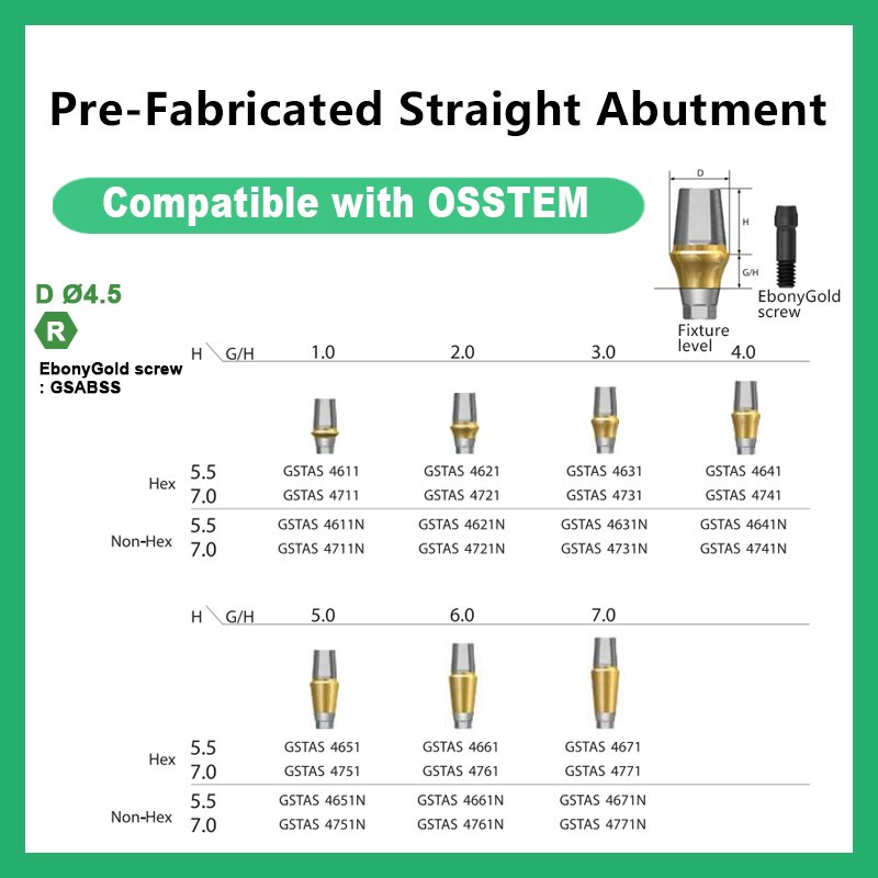 成品直基台 详情4 Pre-Fabricated Straight Abutment: Compatible with OSSTEM