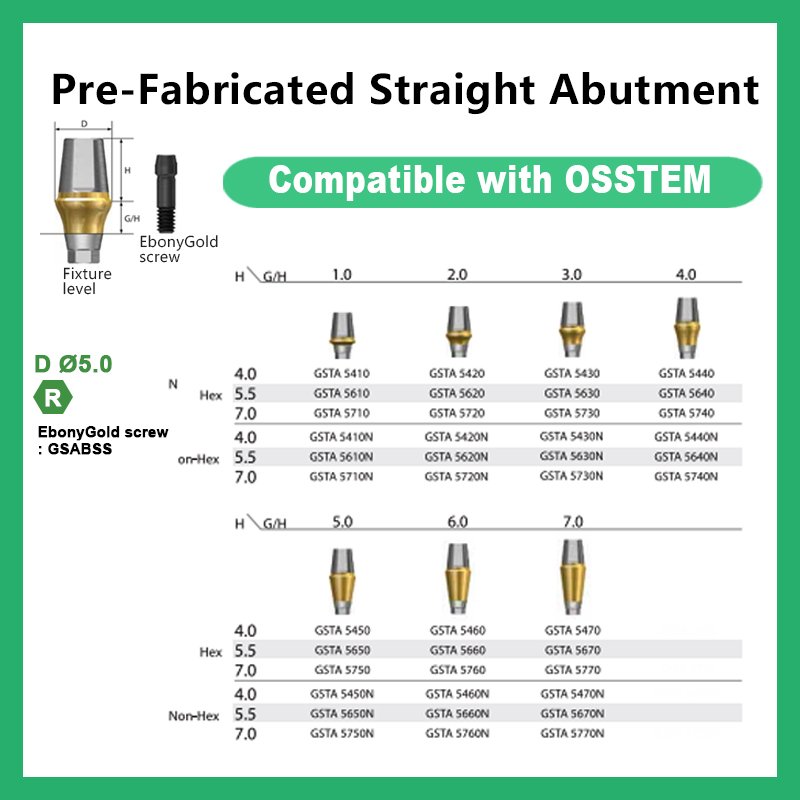 成品直基台 详情5 Pre-Fabricated Straight Abutment: Compatible with OSSTEM