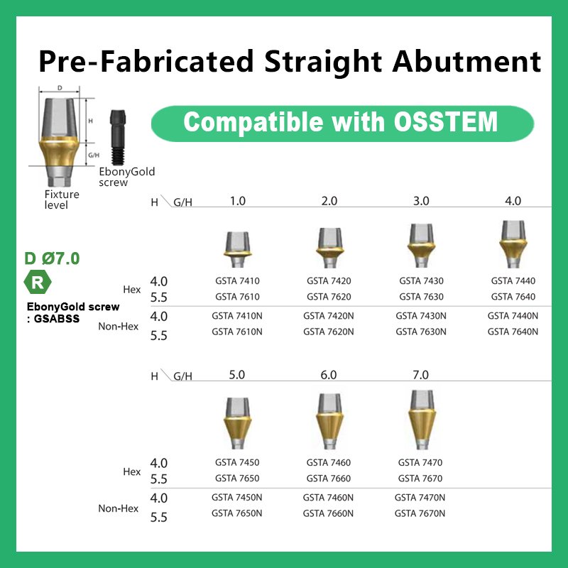 成品直基台 详情7 Pre-Fabricated Straight Abutment: Compatible with OSSTEM