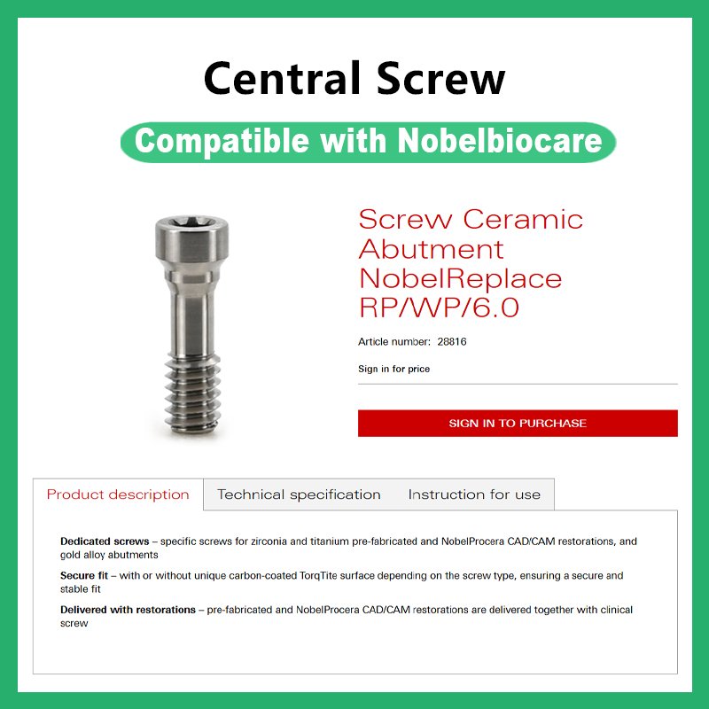 详情2-1 Central Screw Compatible with Nobelbiocare RP