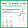 Open Tray Transfer Coping: Compatible with OSSTEM