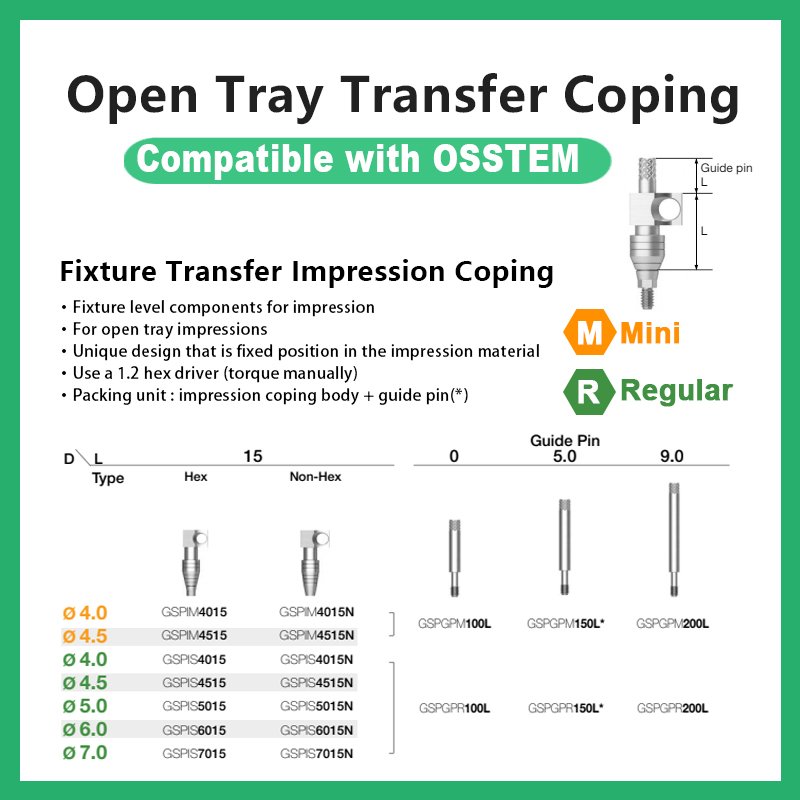 Open Tray Transfer Coping: Compatible with OSSTEM