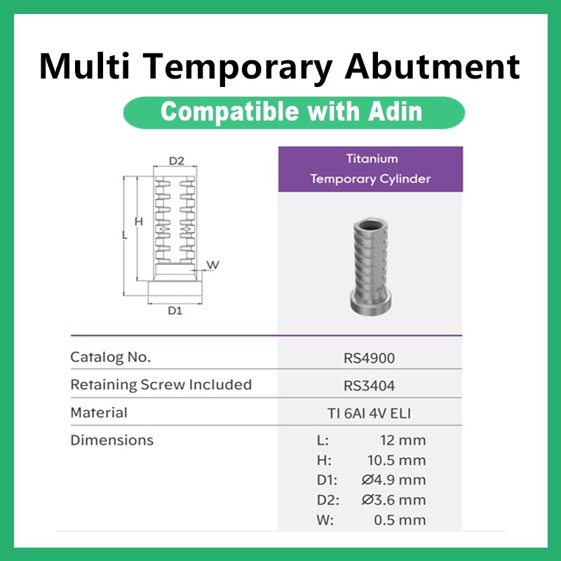Multi Temporary Abutment compatible with Adin RS4900