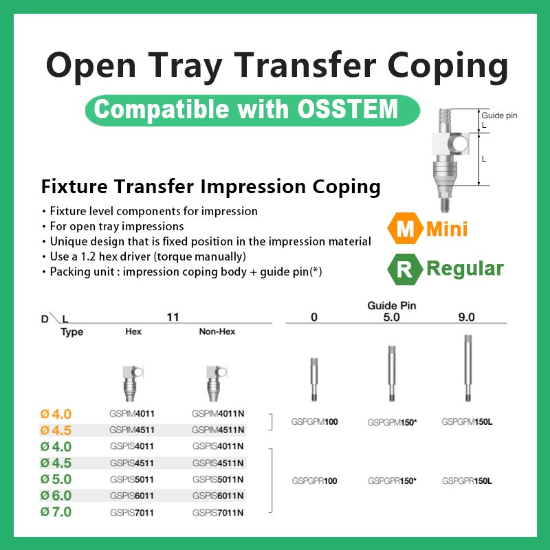Open Tray Transfer Coping: Compatible with OSSTEM