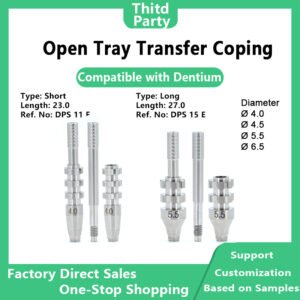 转移帽-开窗式 主图1 Open tray transfer coping compatible with Dentium short 23.0mm ref no DPS 11 E long 27.0mm ref no DPS 15 E DØ 4.0 4.5 5.5 6.5