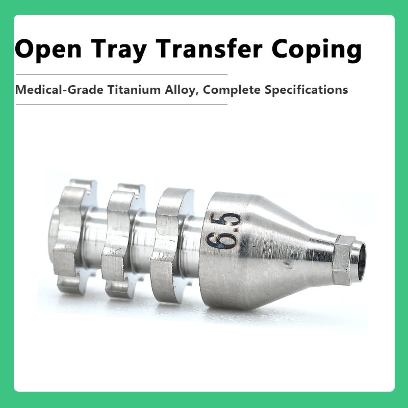 Open tray transfer coping compatible with Dentium short 23.0mm ref no DPS 11 E long 27.0mm ref no DPS 15 E DØ 4.0 4.5 5.5 6.5