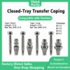 Closed tray transfer coping with screw compatible with SuperLine II SuperLine and Implantium systems hand tighten only