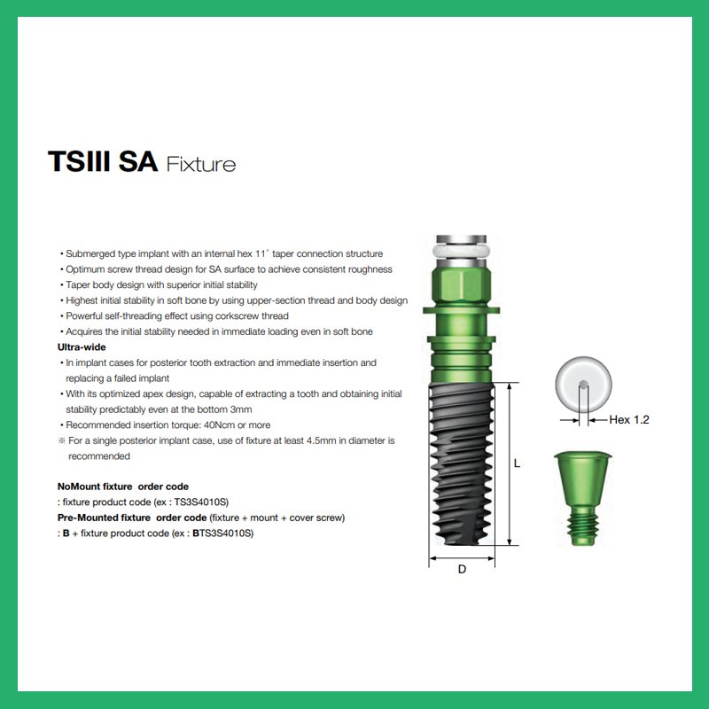 Dental Implant Compatible with Oss, TSIII SA